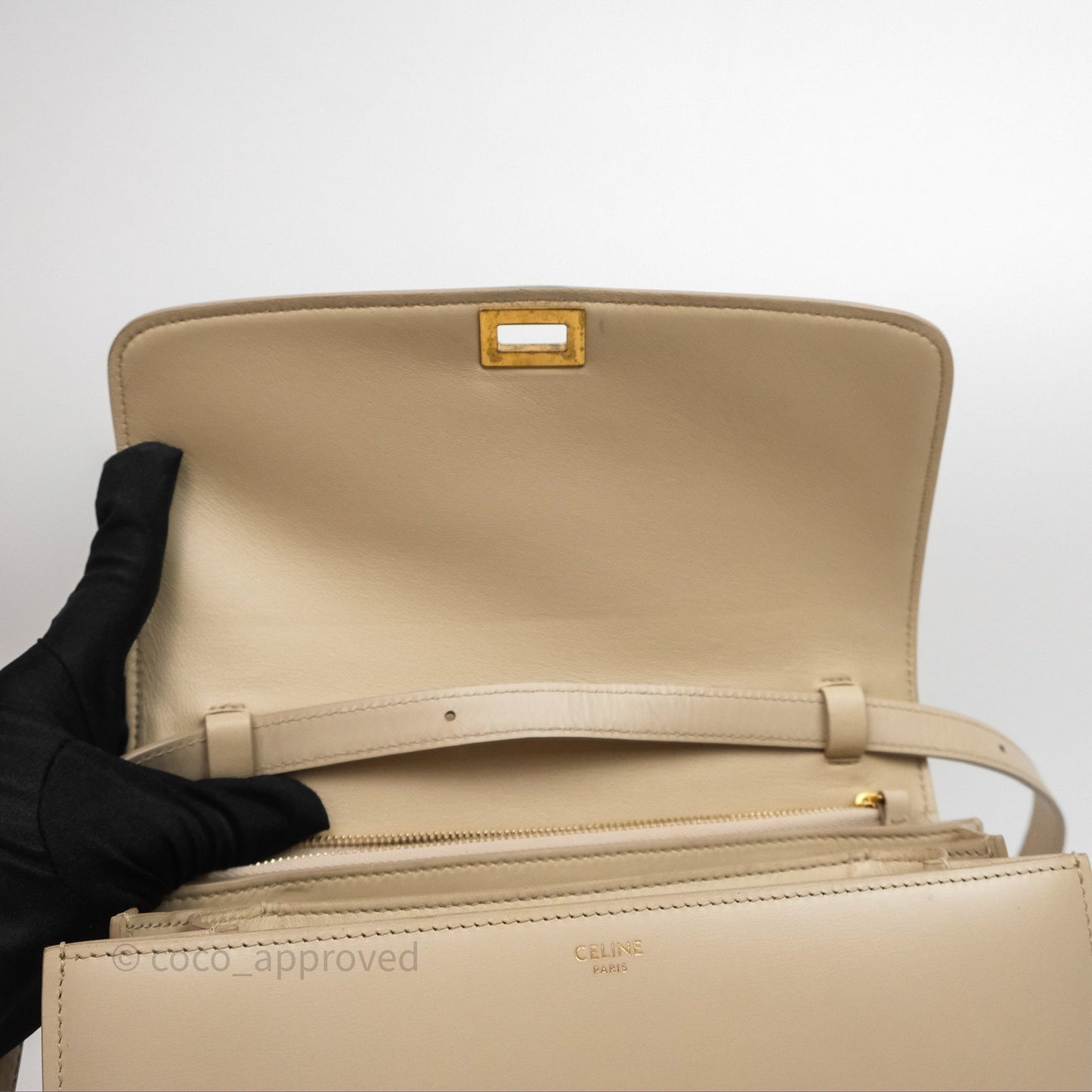 Celine Medium Classic Box Flap Beige Calfskin