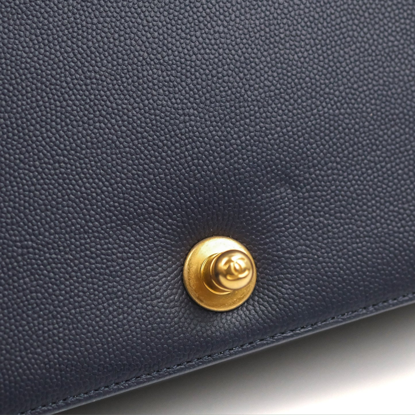 Chanel Quilted Medium Boy Navy Caviar Aged Gold Hardware