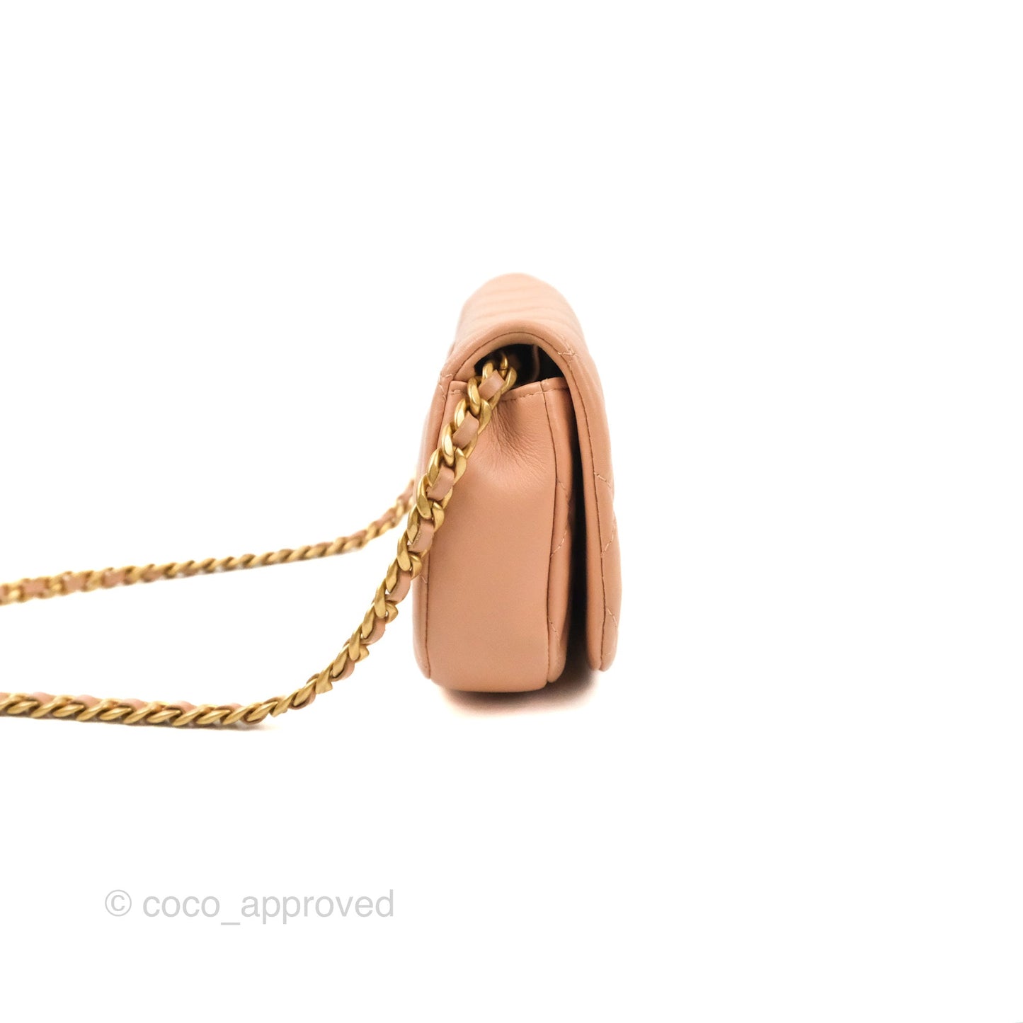 Chanel Clutch with Chain Beige Pink Calfskin Aged Gold Hardware
