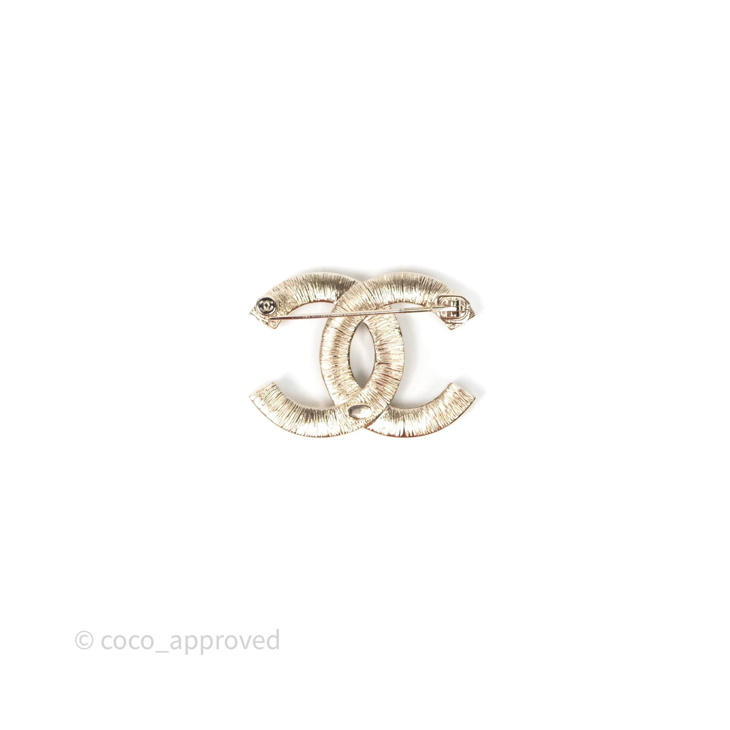 Chanel Crystal White Resin Brooch Gold Tone 21B