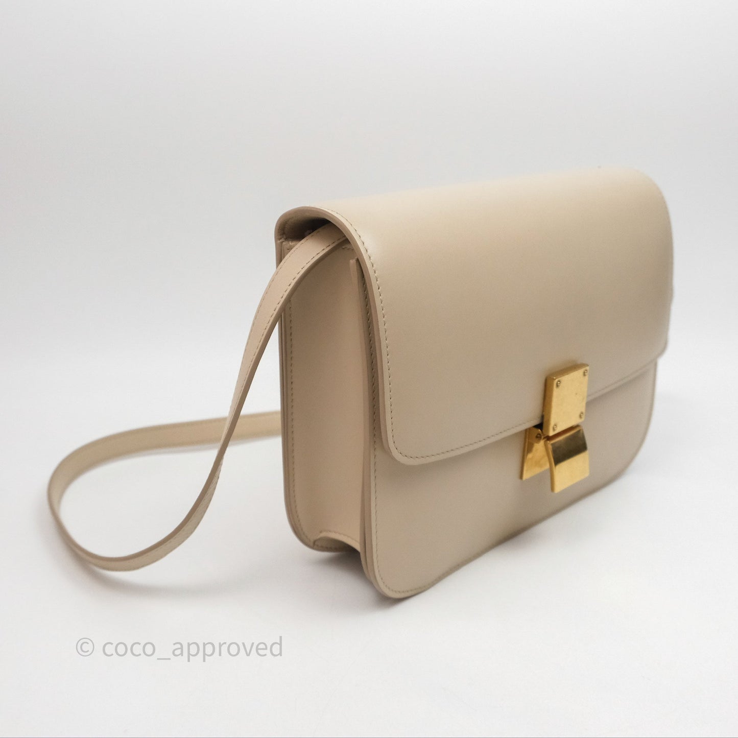Celine Medium Classic Box Flap Beige Calfskin