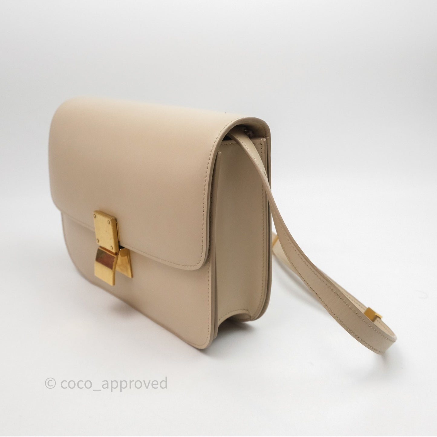 Celine Medium Classic Box Flap Beige Calfskin