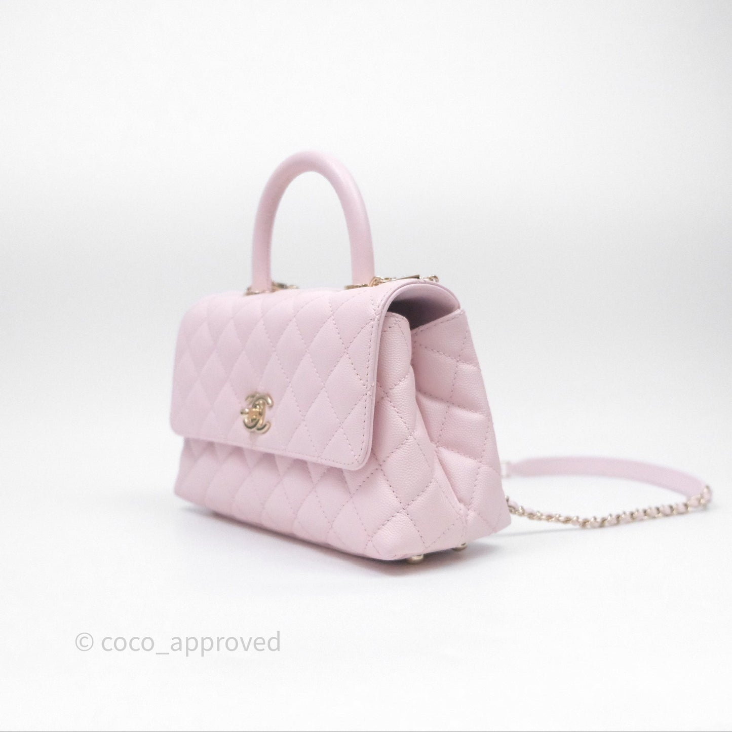 Chanel Small Coco Handle Quilted Light Lilac Pink Caviar Gold Hardware