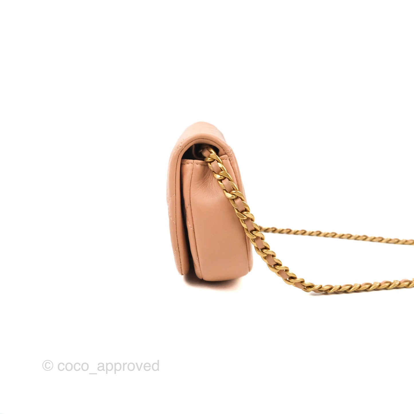 Chanel Clutch with Chain Beige Pink Calfskin Aged Gold Hardware