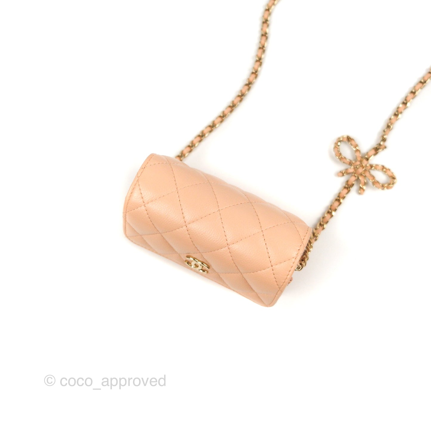 Chanel Mini Clutch with Ribbon Bow Chain Orange Claire Caviar 23S