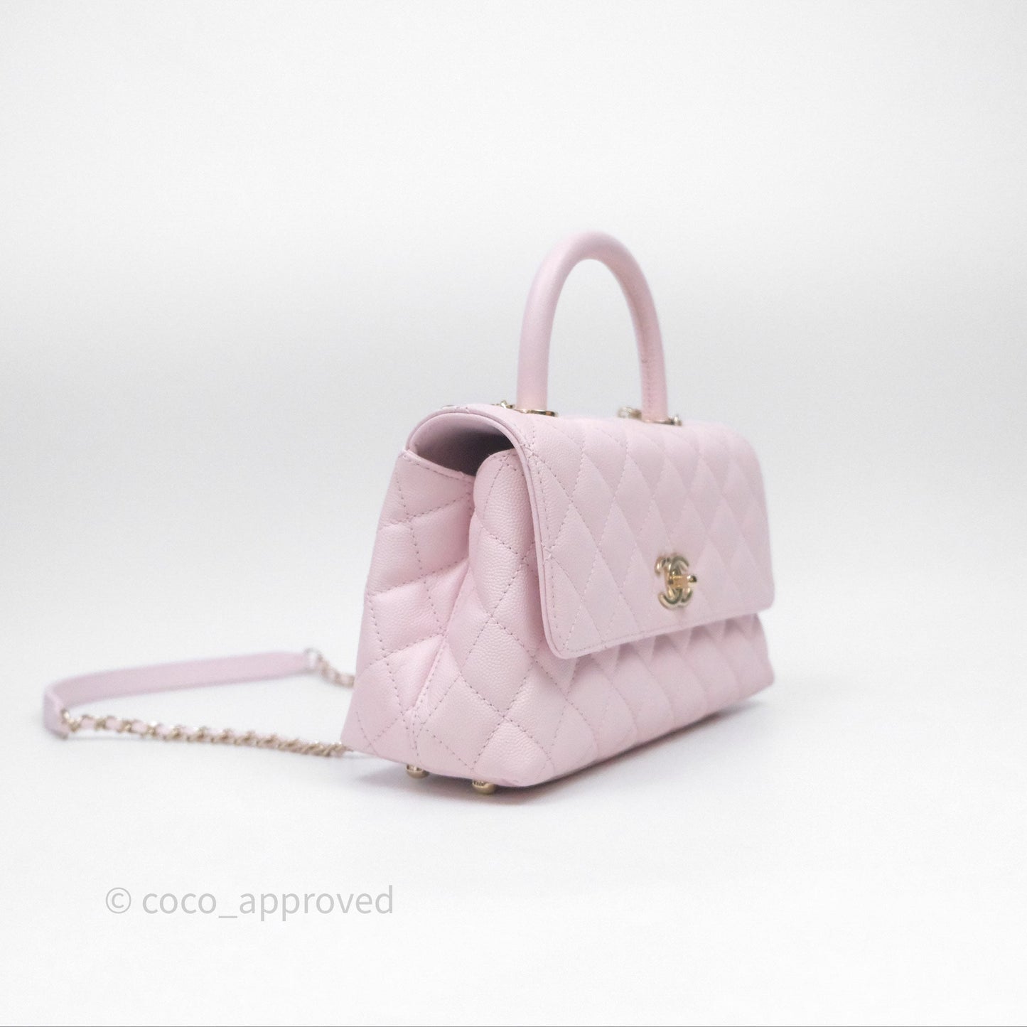 Chanel Small Coco Handle Quilted Light Lilac Pink Caviar Gold Hardware