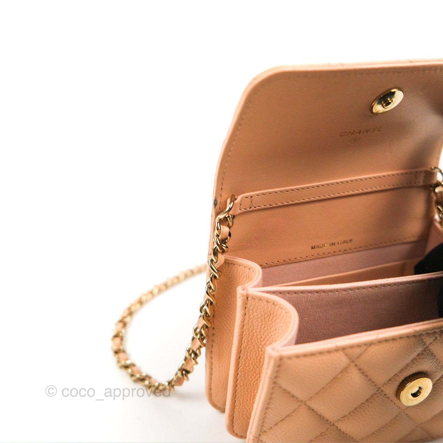 Chanel Mini Clutch with Ribbon Bow Chain Orange Claire Caviar 23S
