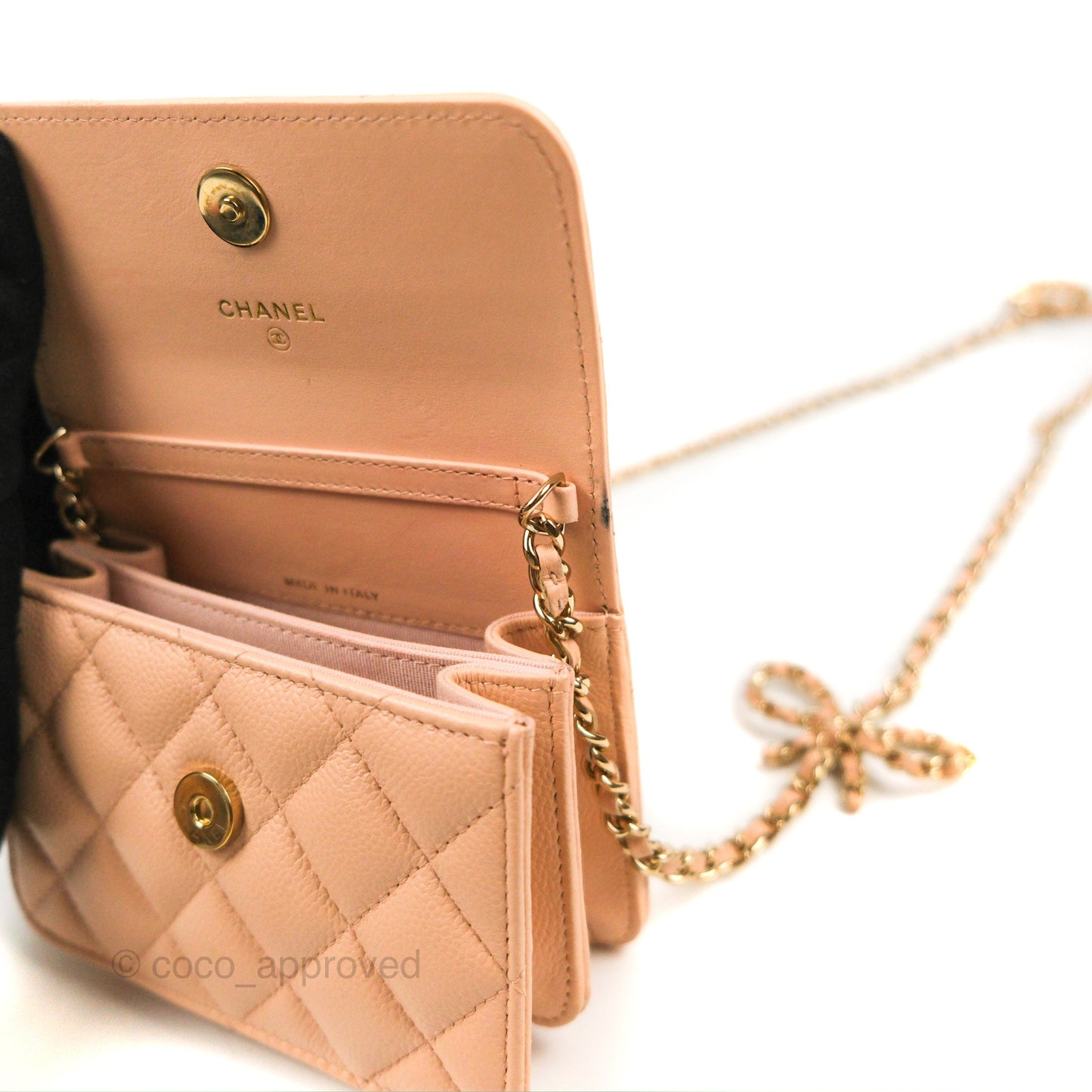 Chanel Mini Clutch with Ribbon Bow Chain Orange Claire Caviar 23S