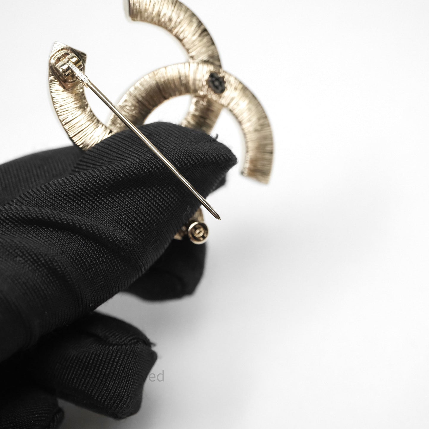 Chanel Crystal White Resin Brooch Gold Tone 21B