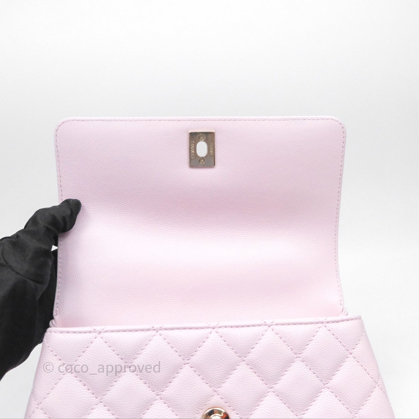 Chanel Small Coco Handle Quilted Light Lilac Pink Caviar Gold Hardware