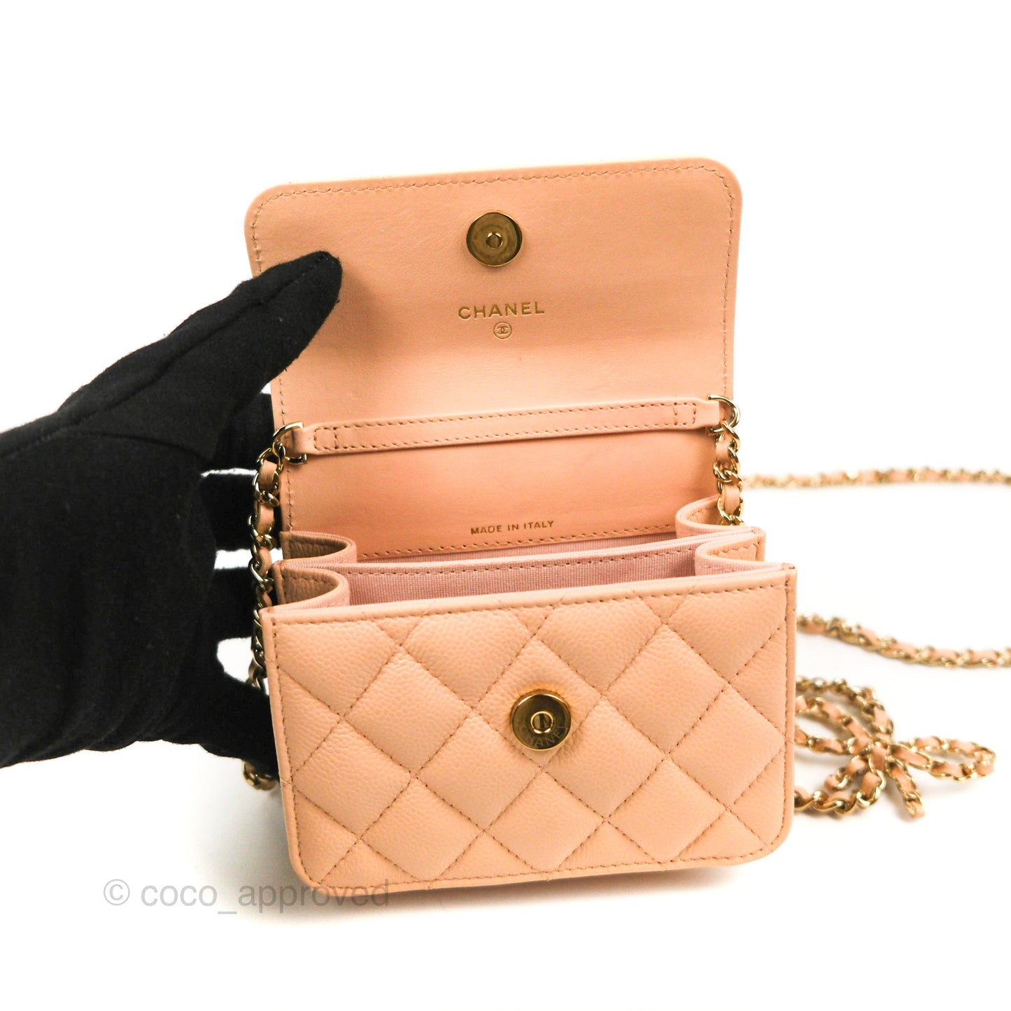 Chanel Mini Clutch with Ribbon Bow Chain Orange Claire Caviar 23S