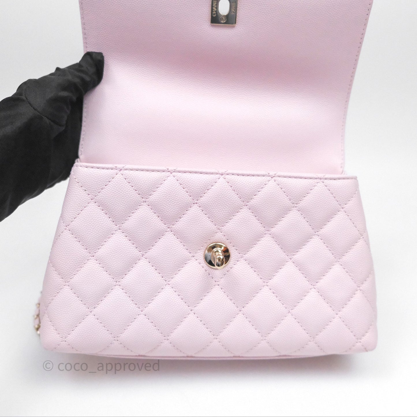 Chanel Small Coco Handle Quilted Light Lilac Pink Caviar Gold Hardware