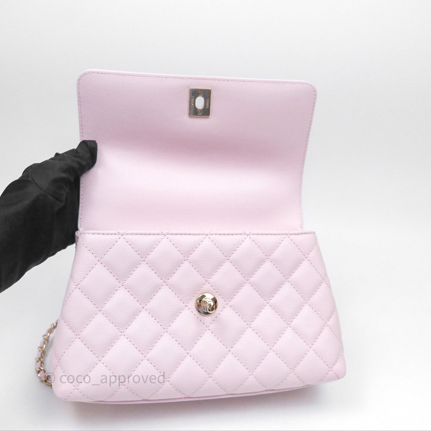 Chanel Small Coco Handle Quilted Light Lilac Pink Caviar Gold Hardware