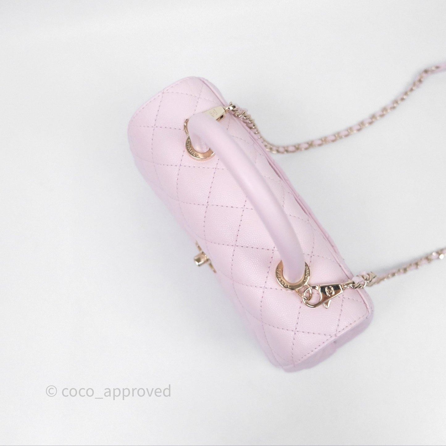 Chanel Small Coco Handle Quilted Light Lilac Pink Caviar Gold Hardware