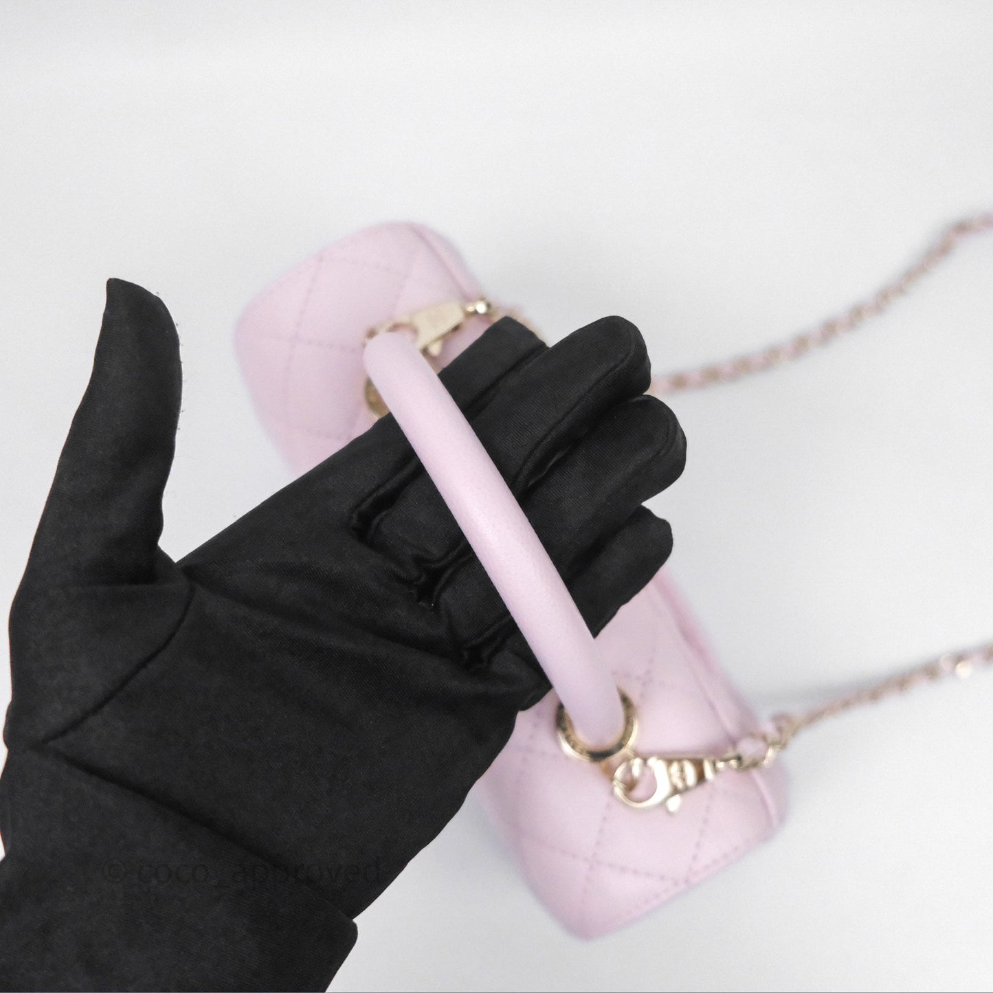 Chanel Small Coco Handle Quilted Light Lilac Pink Caviar Gold Hardware