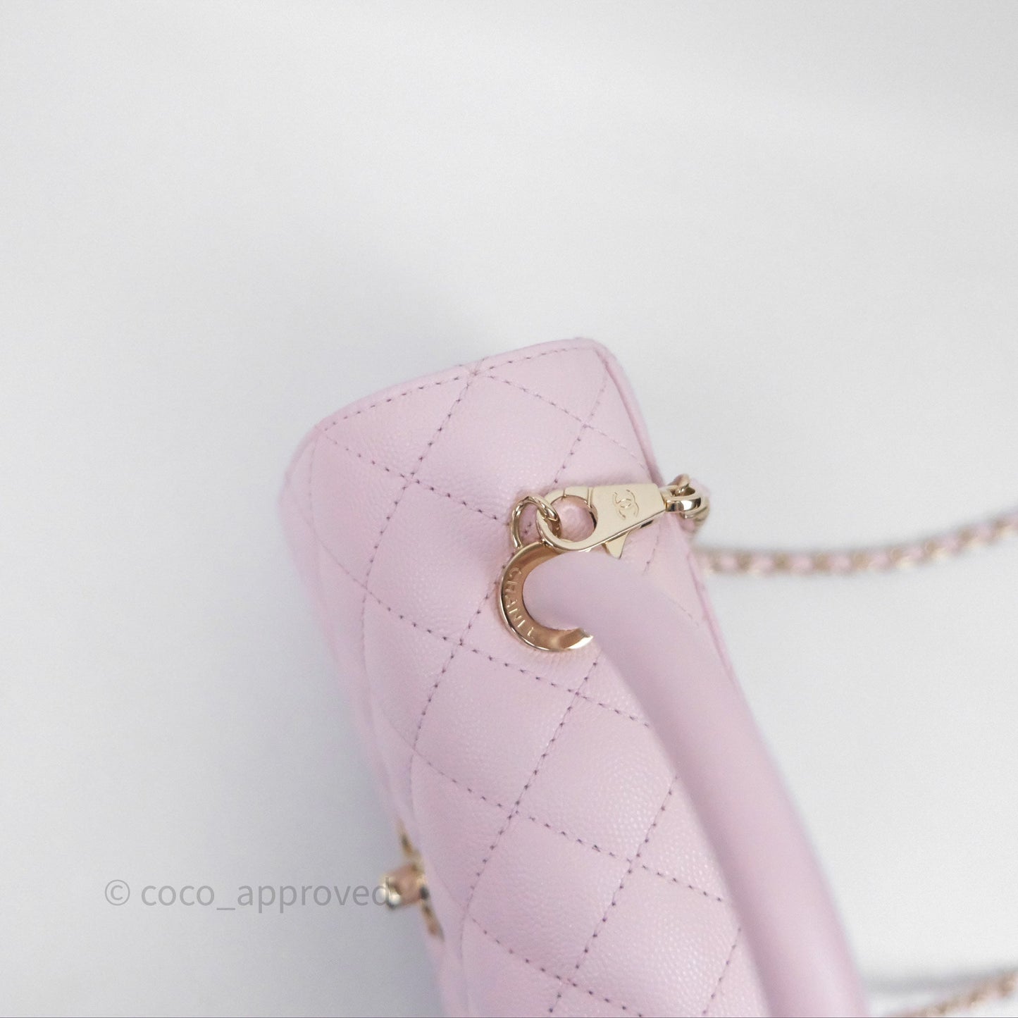 Chanel Small Coco Handle Quilted Light Lilac Pink Caviar Gold Hardware