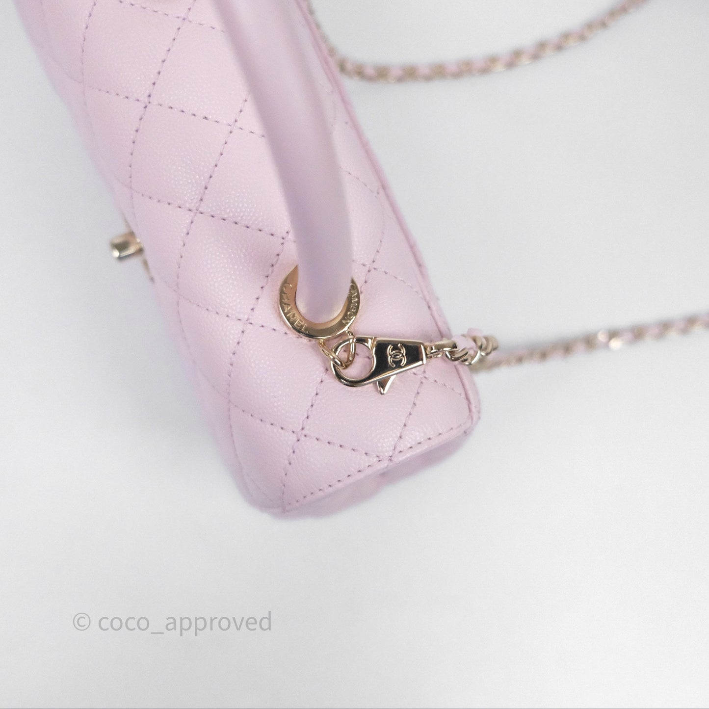 Chanel Small Coco Handle Quilted Light Lilac Pink Caviar Gold Hardware