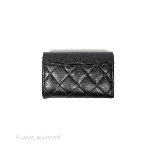 Chanel Quilted Flap Card Holder Black Caviar Gold Hardware
