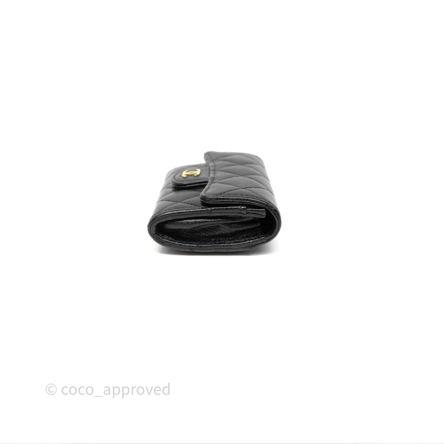 Chanel Quilted Flap Card Holder Black Caviar Gold Hardware