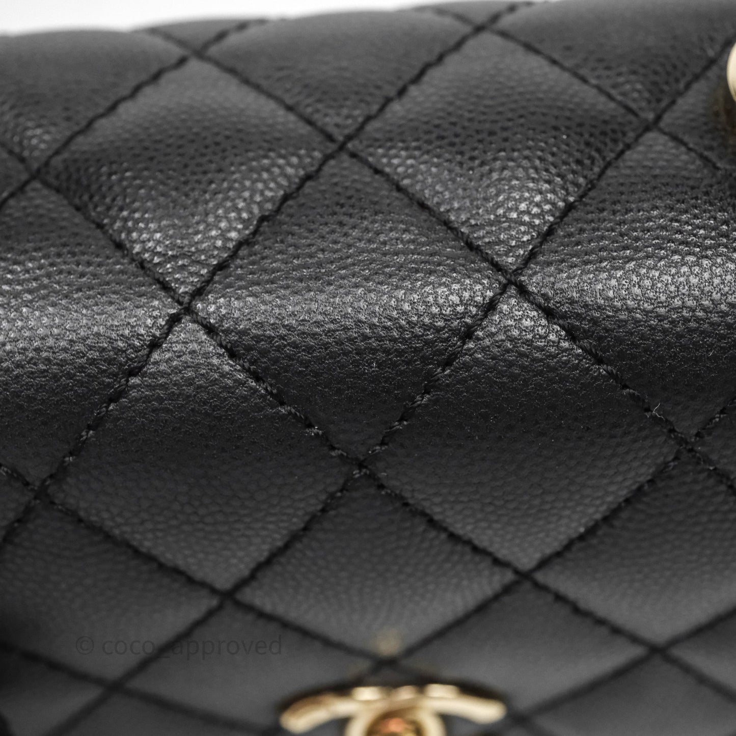 Chanel Small Coco Handle Quilted Black Caviar Gold Hardware
