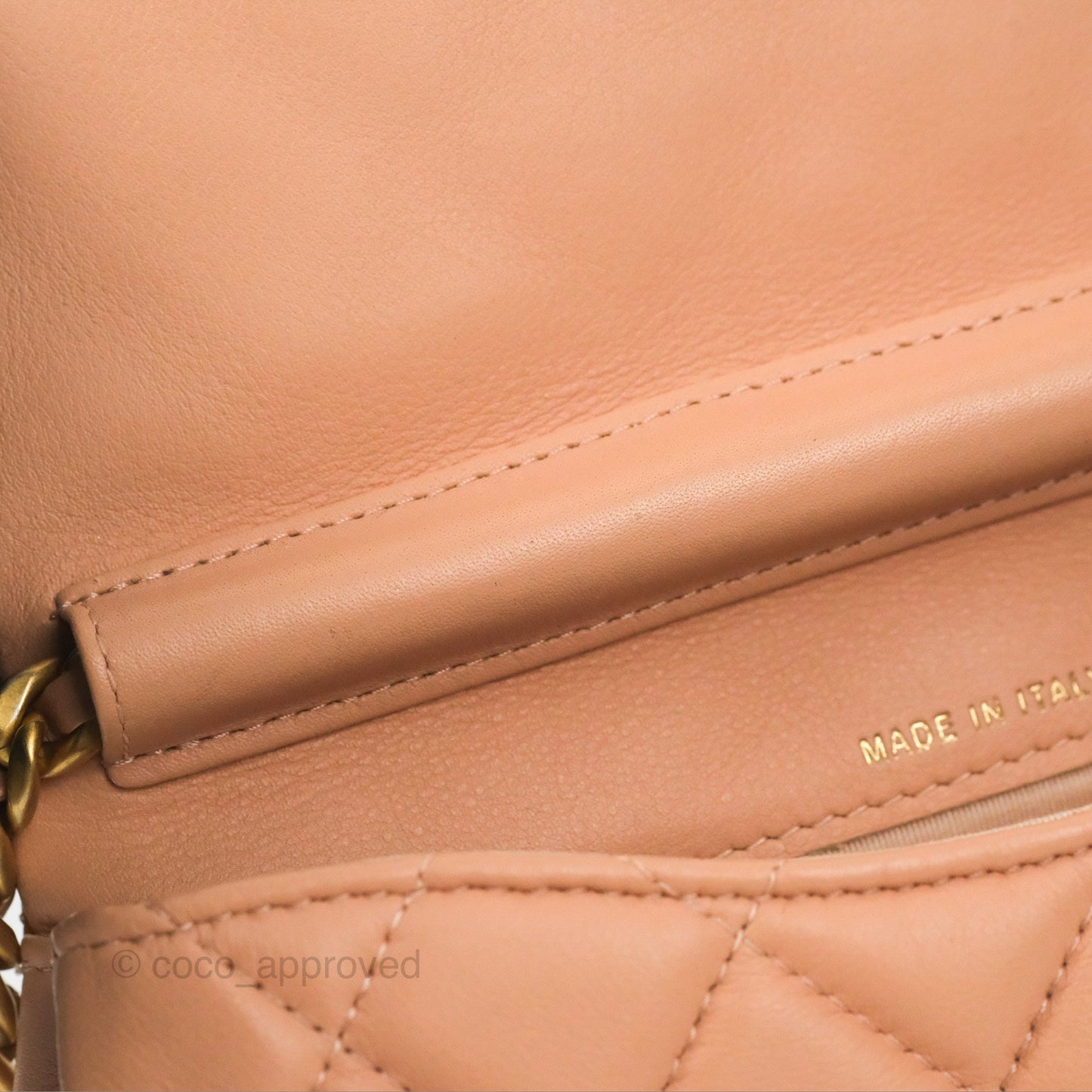 Chanel Clutch with Chain Beige Pink Calfskin Aged Gold Hardware