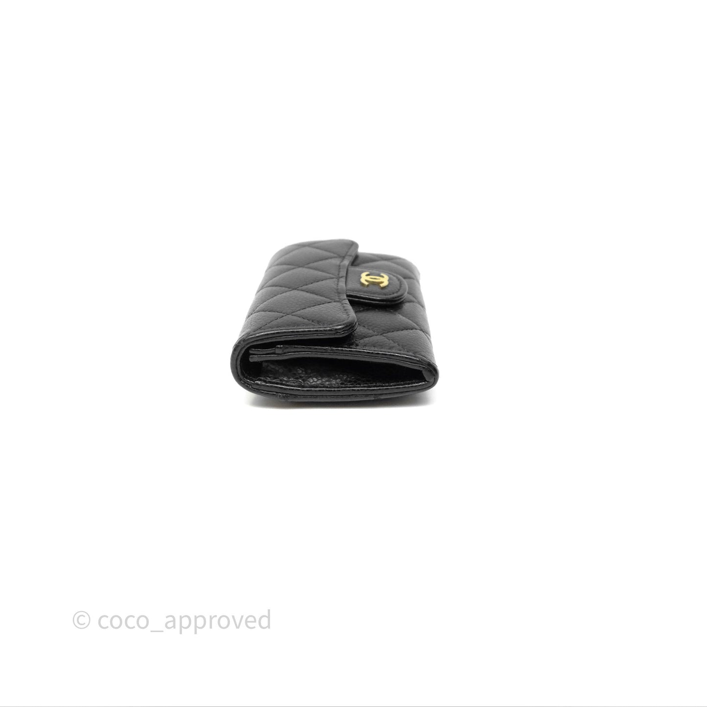 Chanel Quilted Flap Card Holder Black Caviar Gold Hardware