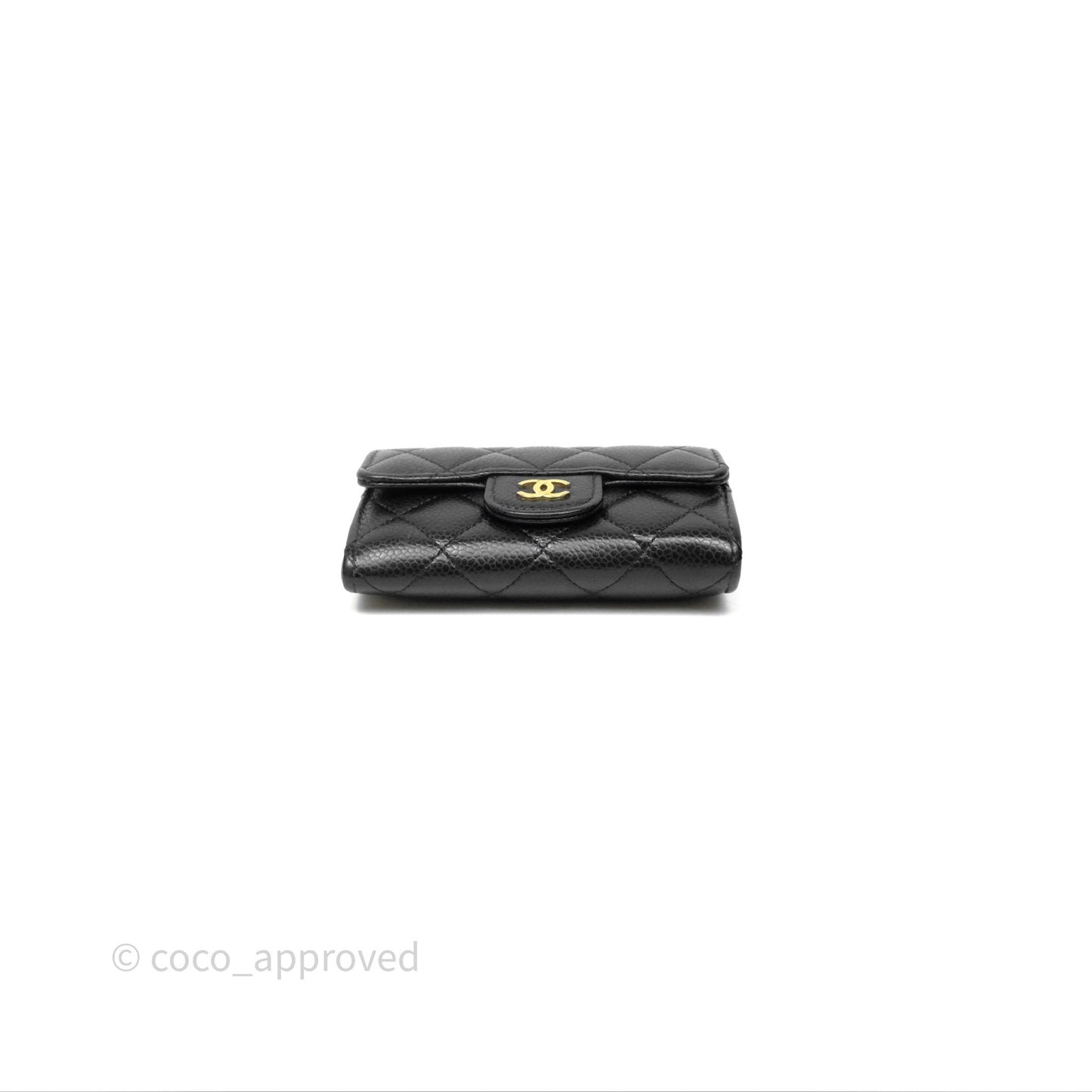 Chanel Quilted Flap Card Holder Black Caviar Gold Hardware