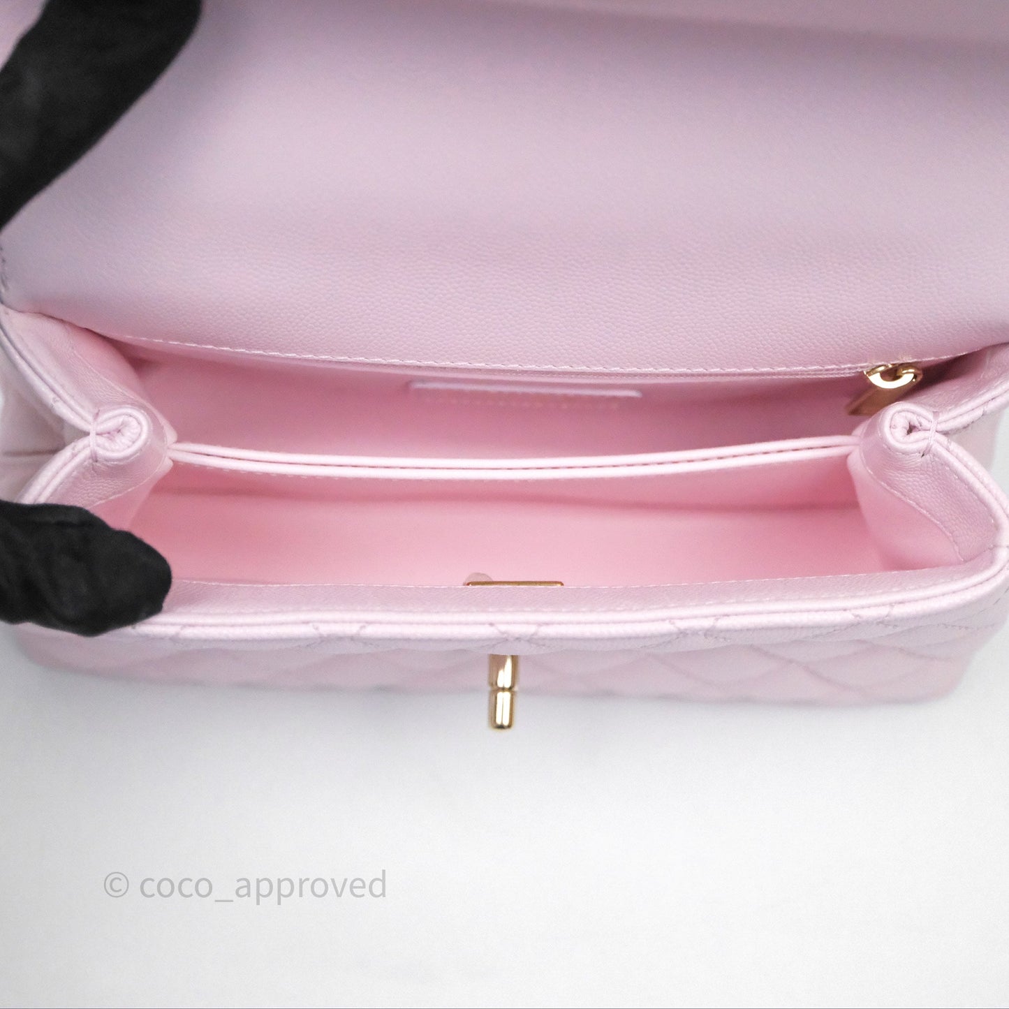 Chanel Small Coco Handle Quilted Light Lilac Pink Caviar Gold Hardware