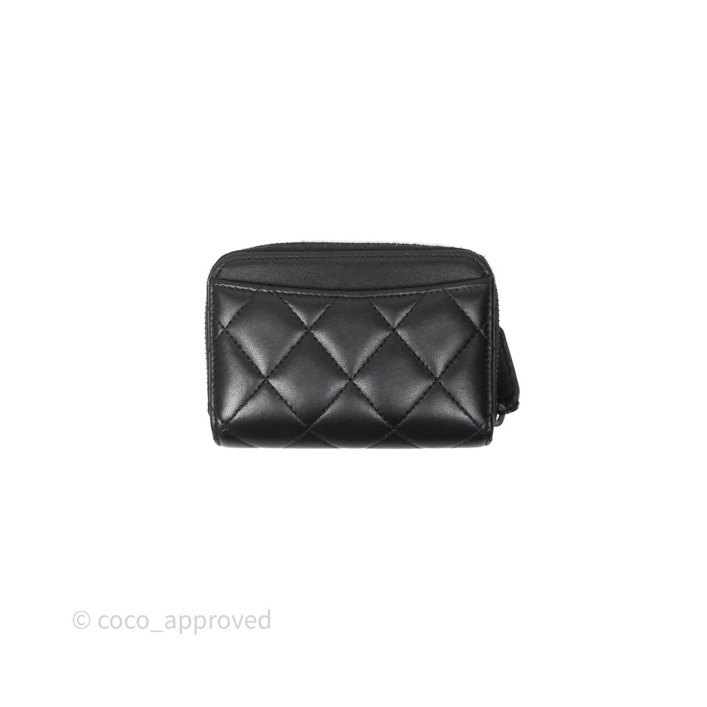Chanel Quilted Zip Card Holder Lambskin So Black