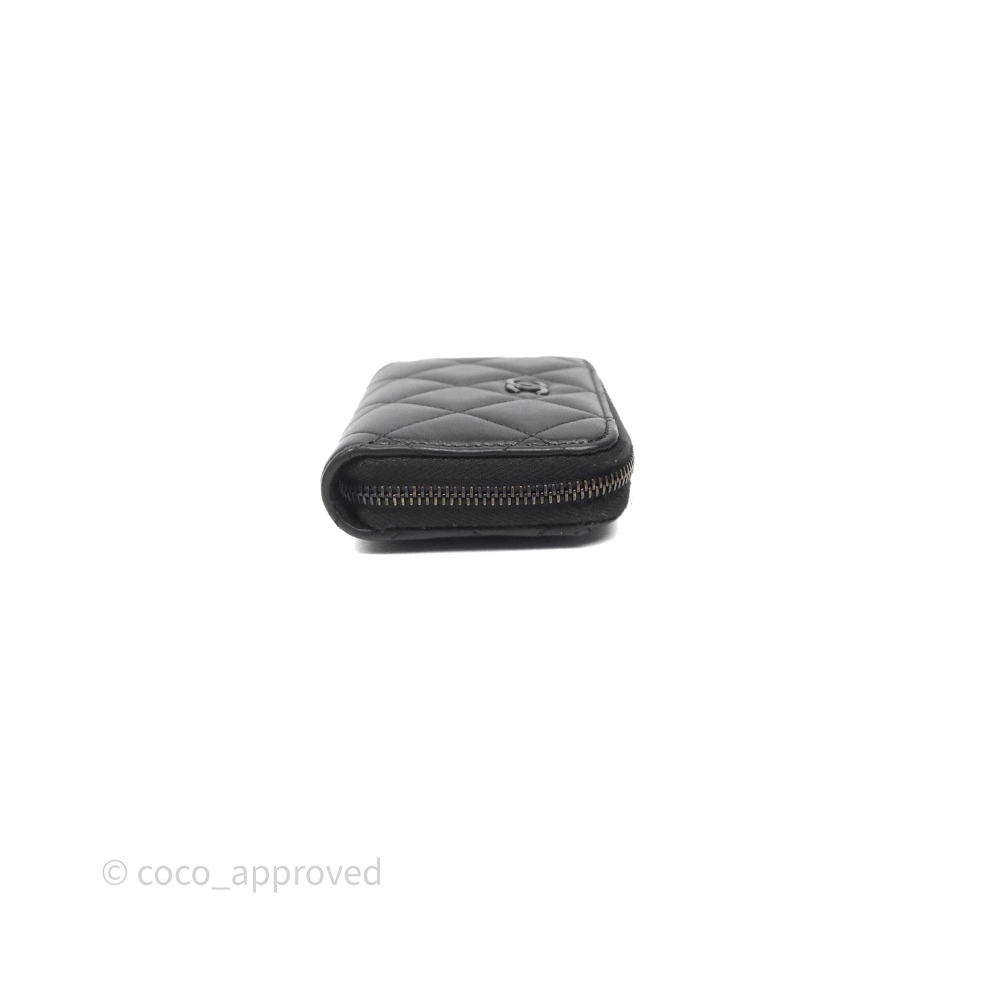 Chanel Quilted Zip Card Holder Lambskin So Black