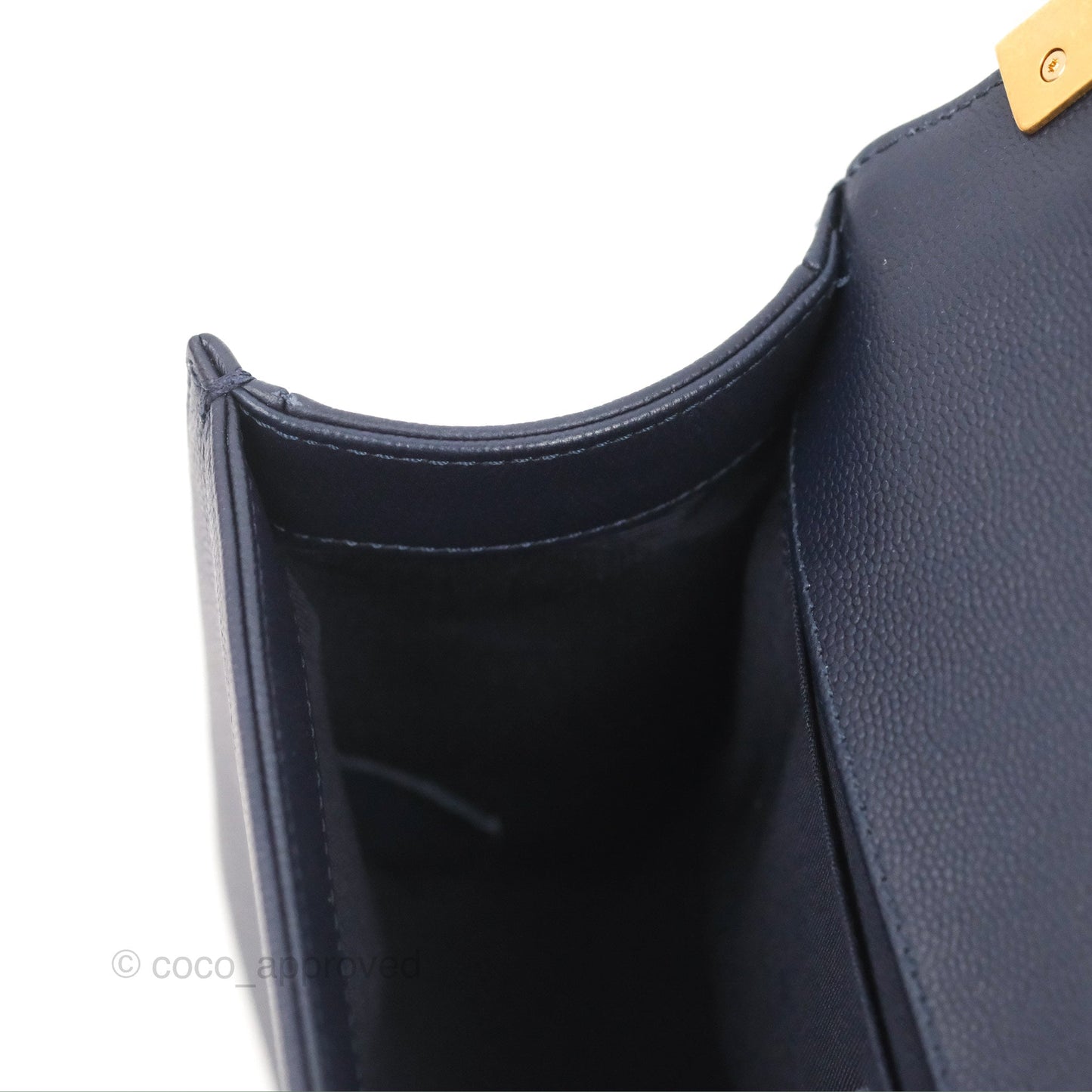 Chanel Quilted Medium Boy Navy Caviar Aged Gold Hardware