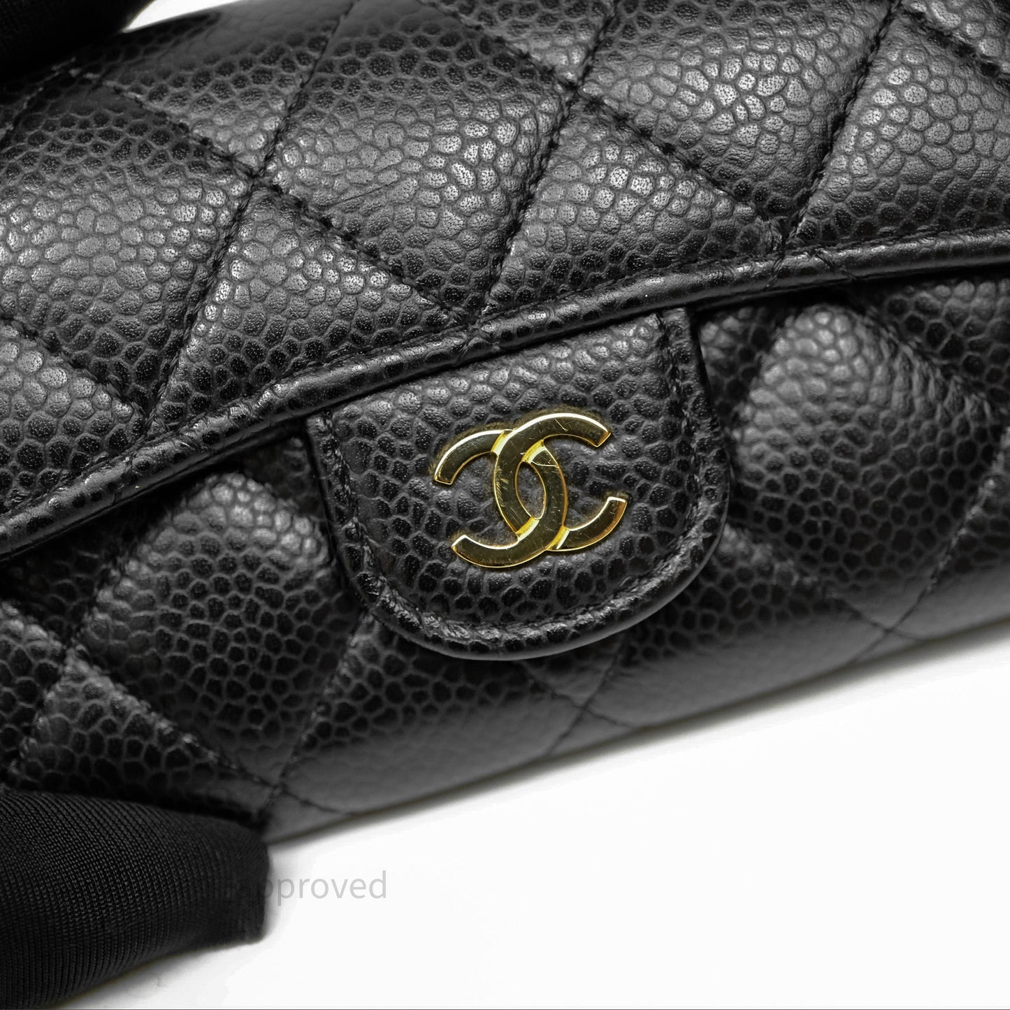 Chanel Quilted Flap Card Holder Black Caviar Gold Hardware