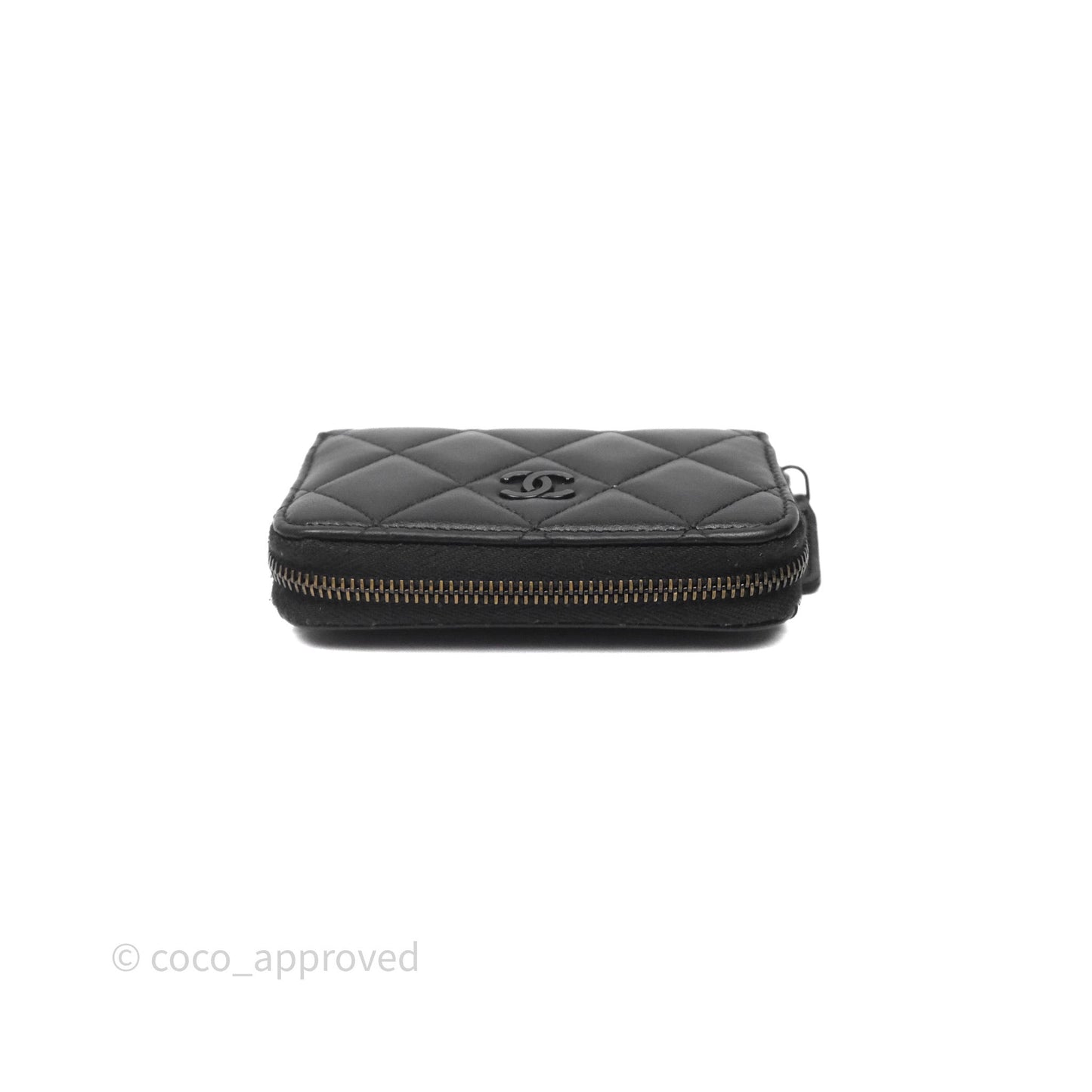 Chanel Quilted Zip Card Holder Lambskin So Black