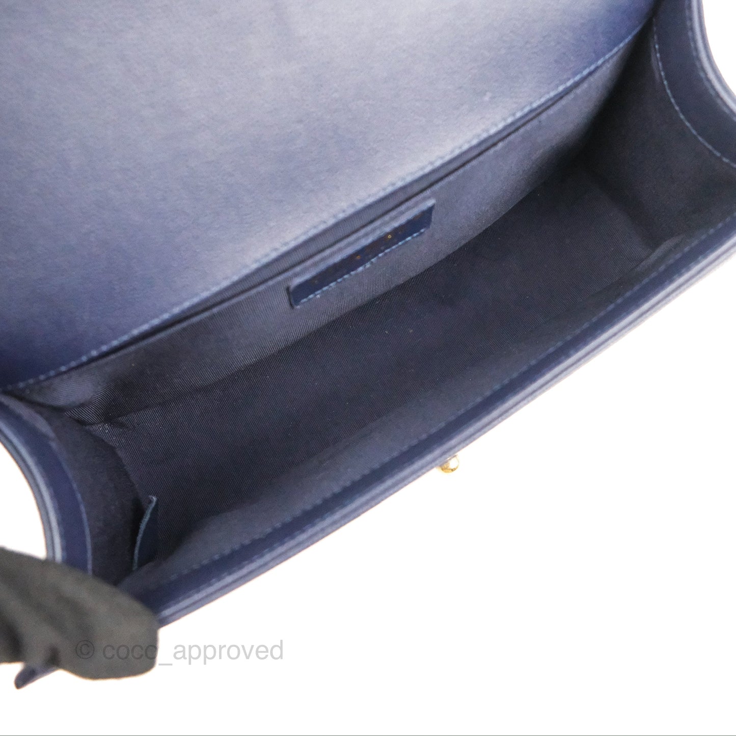 Chanel Quilted Medium Boy Navy Caviar Aged Gold Hardware