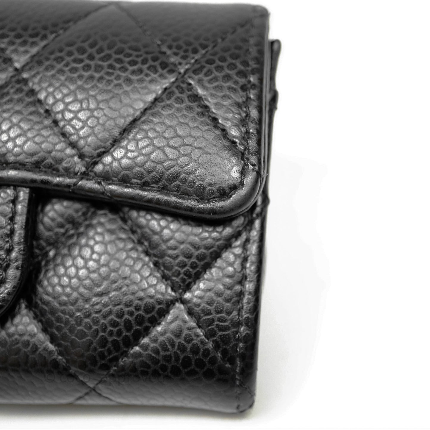 Chanel Quilted Flap Card Holder Black Caviar Gold Hardware