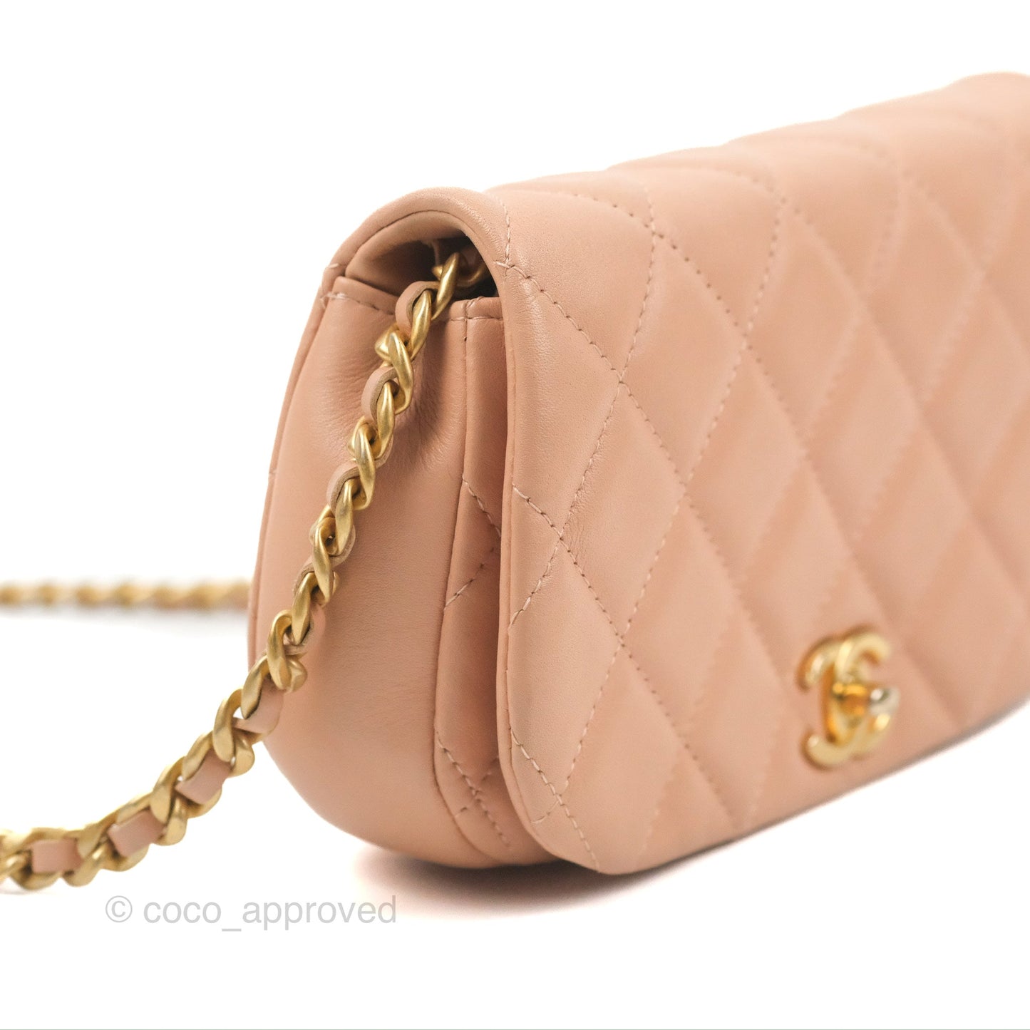 Chanel Clutch with Chain Beige Pink Calfskin Aged Gold Hardware
