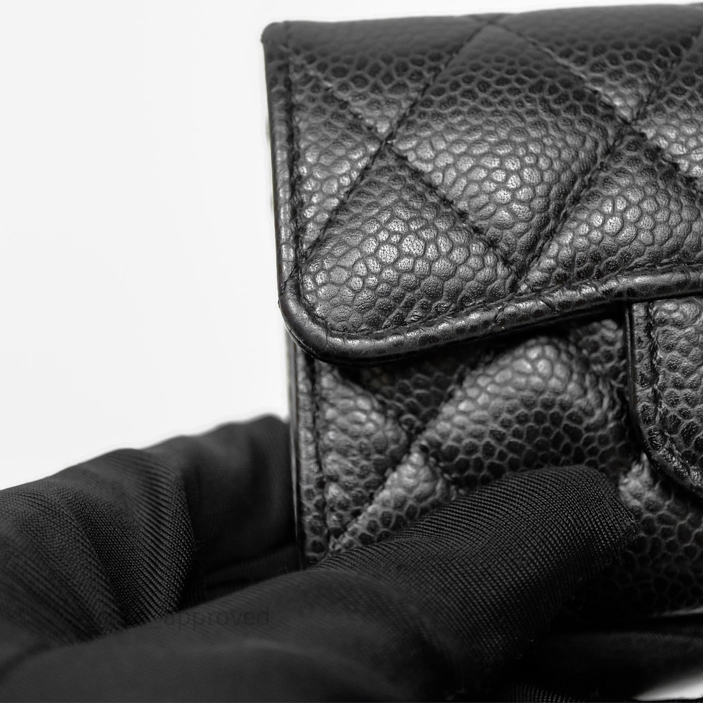 Chanel Quilted Flap Card Holder Black Caviar Gold Hardware