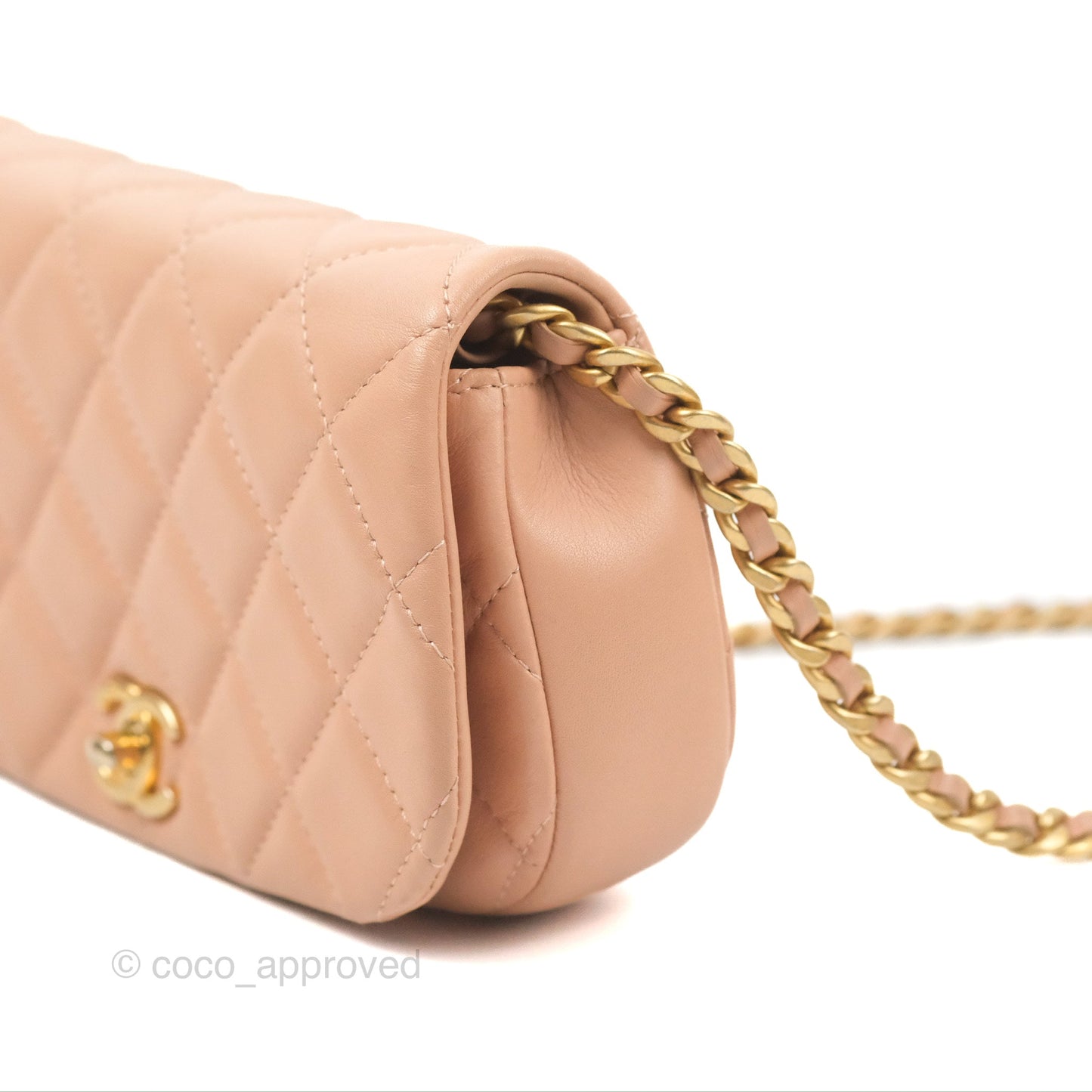 Chanel Clutch with Chain Beige Pink Calfskin Aged Gold Hardware