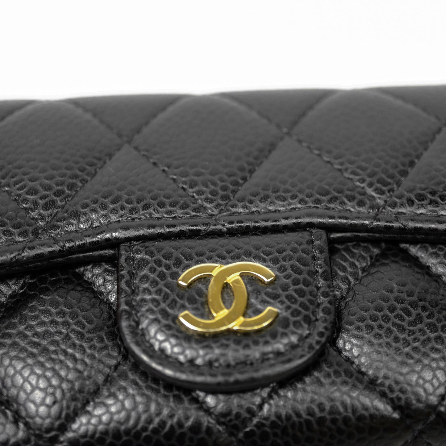Chanel Quilted Flap Card Holder Black Caviar Gold Hardware