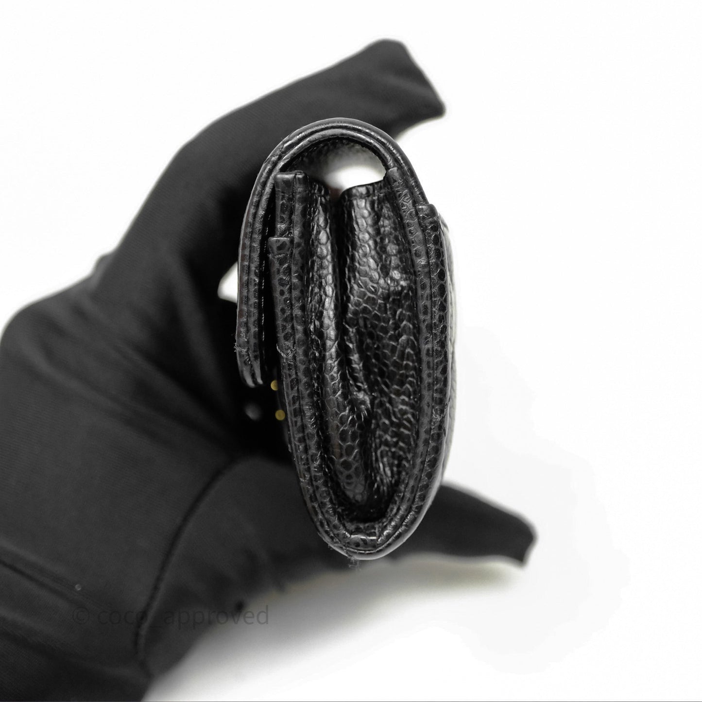 Chanel Quilted Flap Card Holder Black Caviar Gold Hardware
