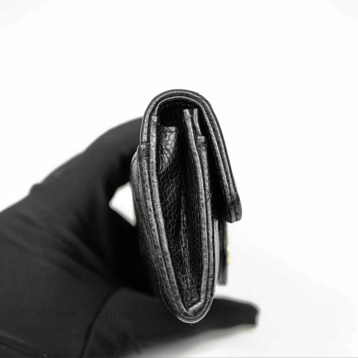 Chanel Quilted Flap Card Holder Black Caviar Gold Hardware