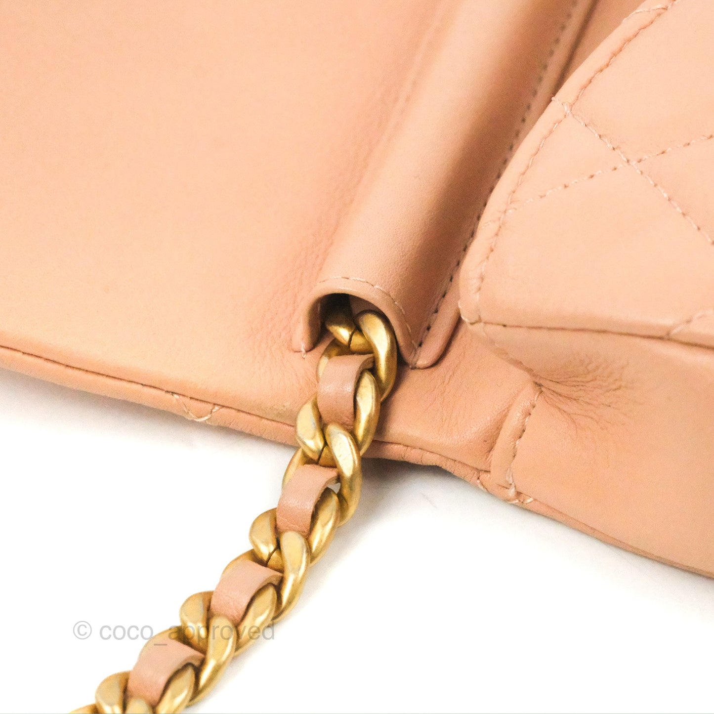 Chanel Clutch with Chain Beige Pink Calfskin Aged Gold Hardware