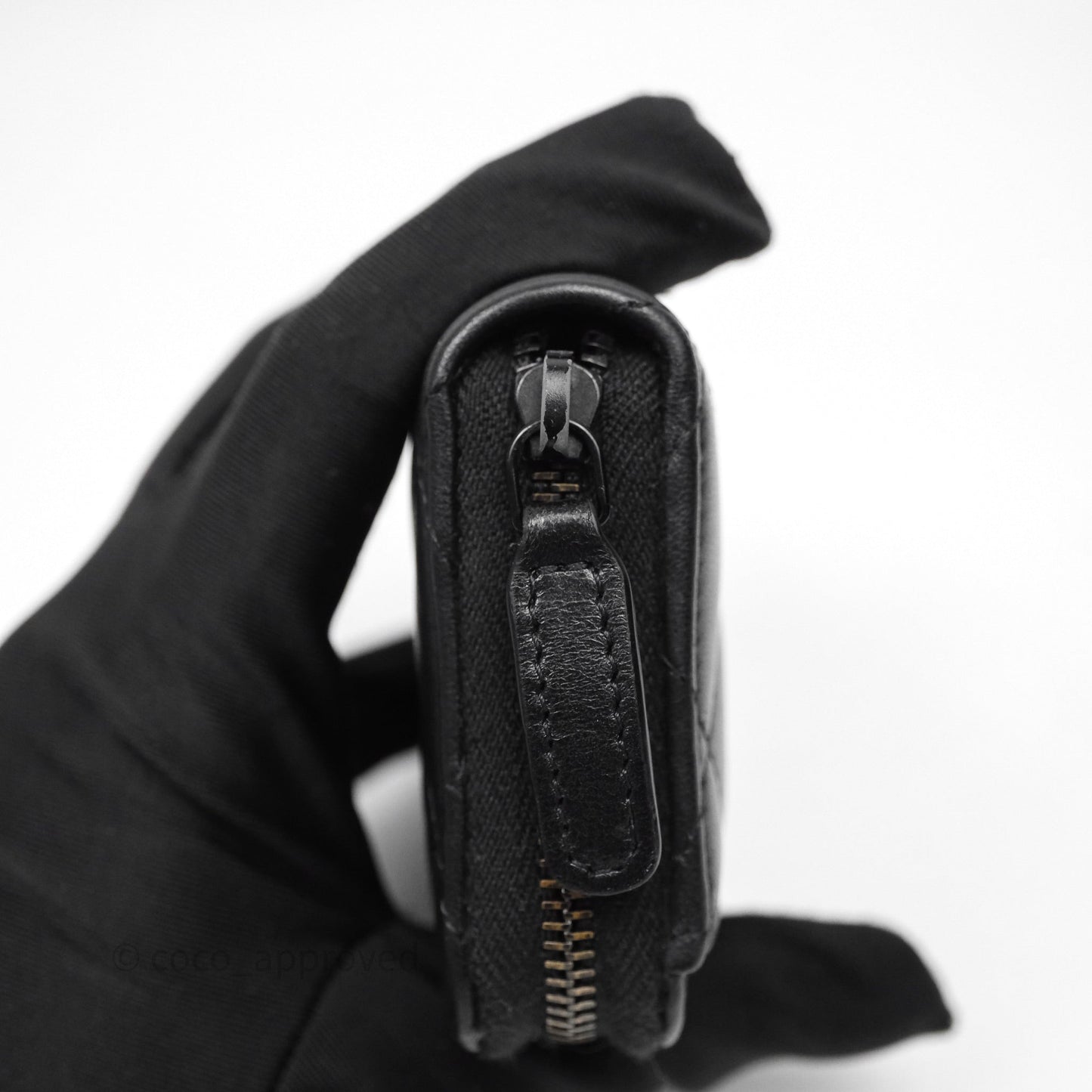 Chanel Quilted Zip Card Holder Lambskin So Black