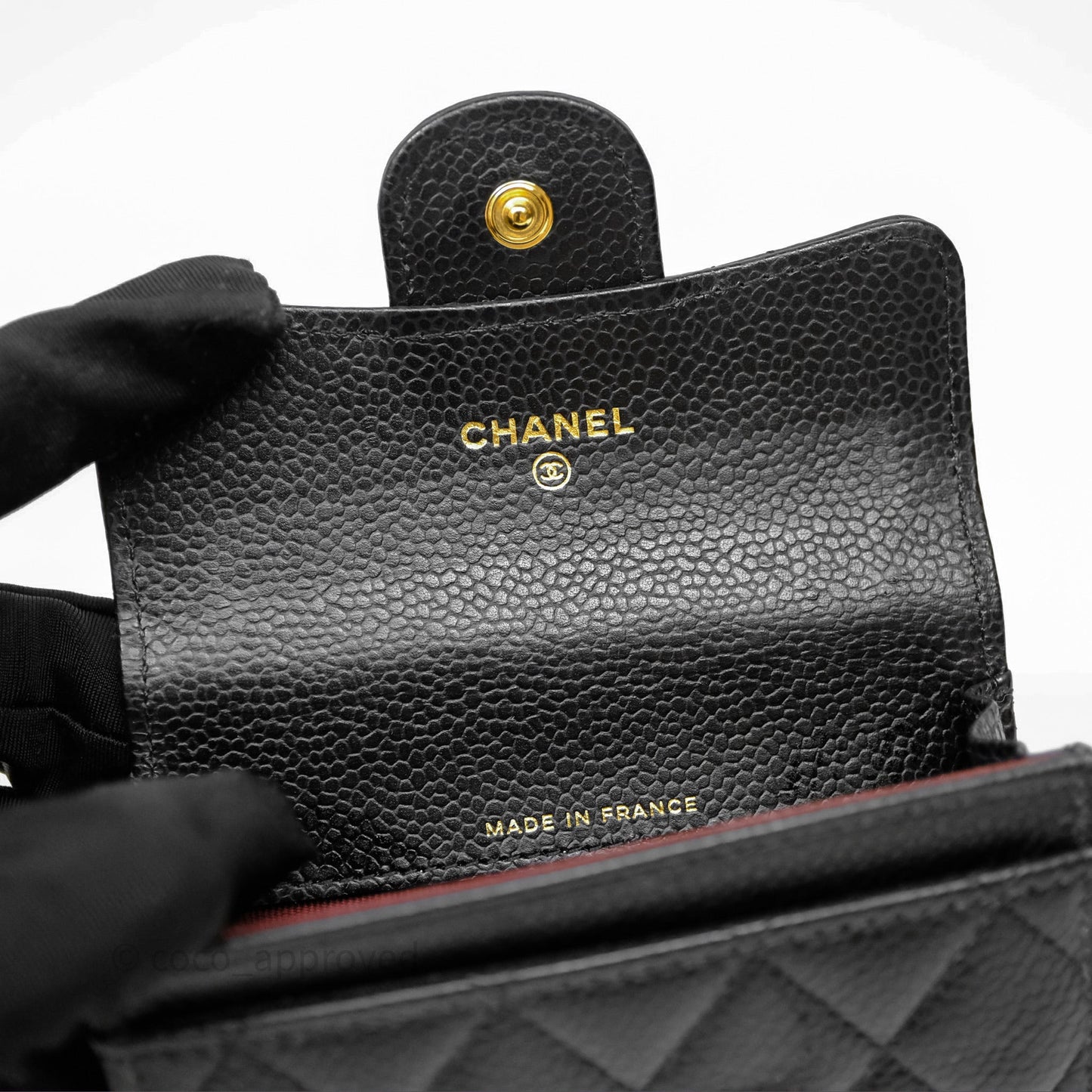 Chanel Quilted Flap Card Holder Black Caviar Gold Hardware