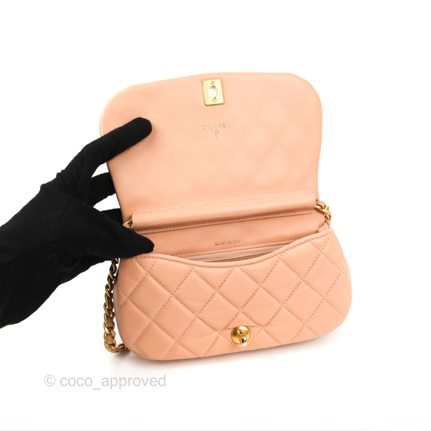 Chanel Clutch with Chain Beige Pink Calfskin Aged Gold Hardware