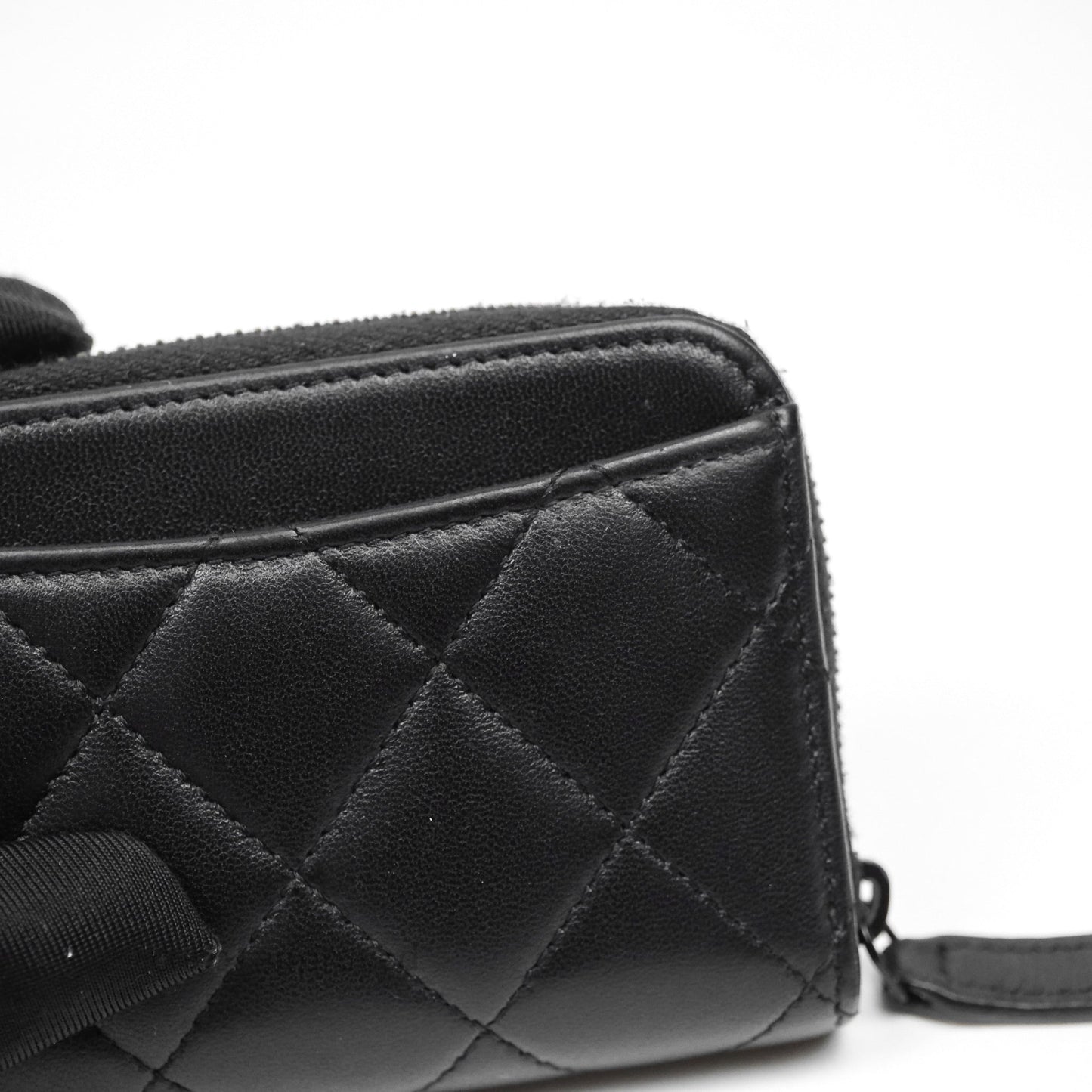 Chanel Quilted Zip Card Holder Lambskin So Black