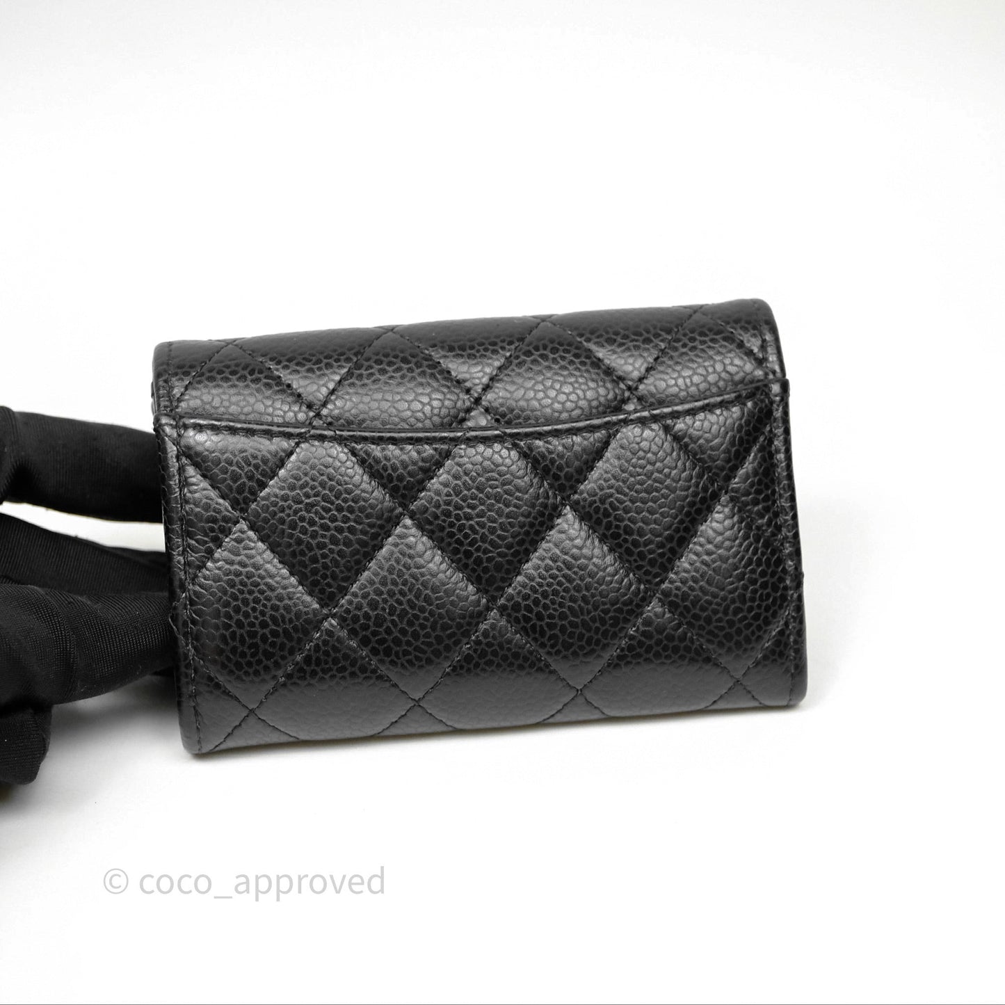 Chanel Quilted Flap Card Holder Black Caviar Gold Hardware