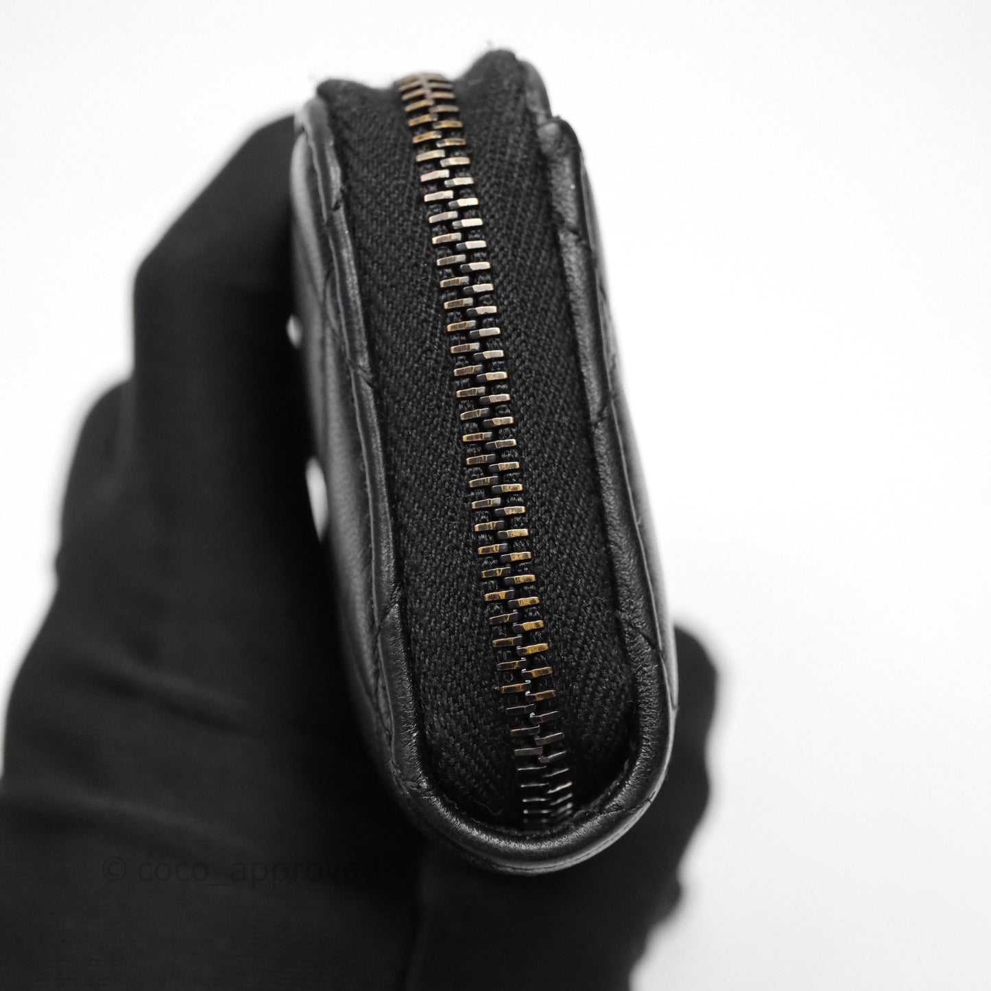 Chanel Quilted Zip Card Holder Lambskin So Black