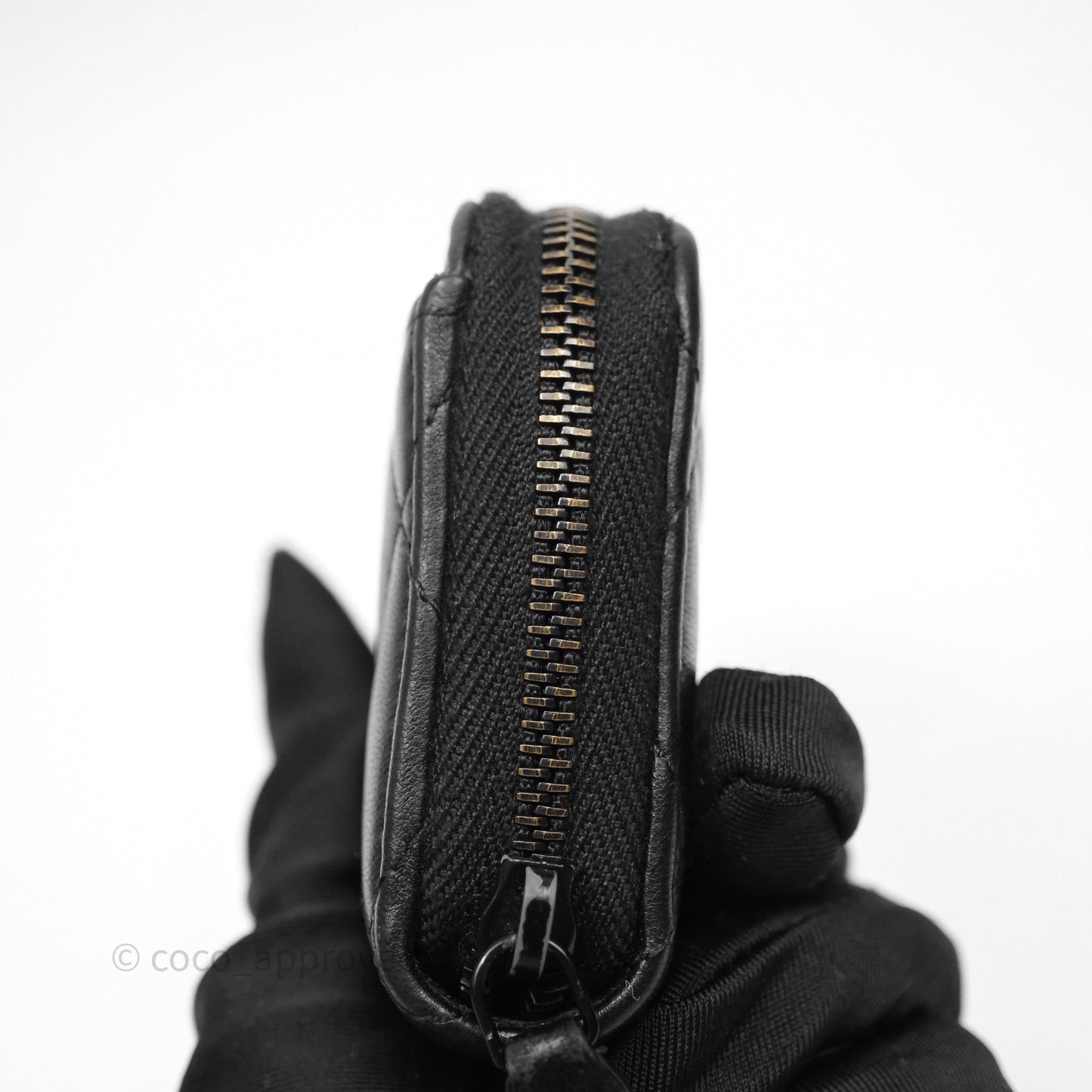 Chanel Quilted Zip Card Holder Lambskin So Black
