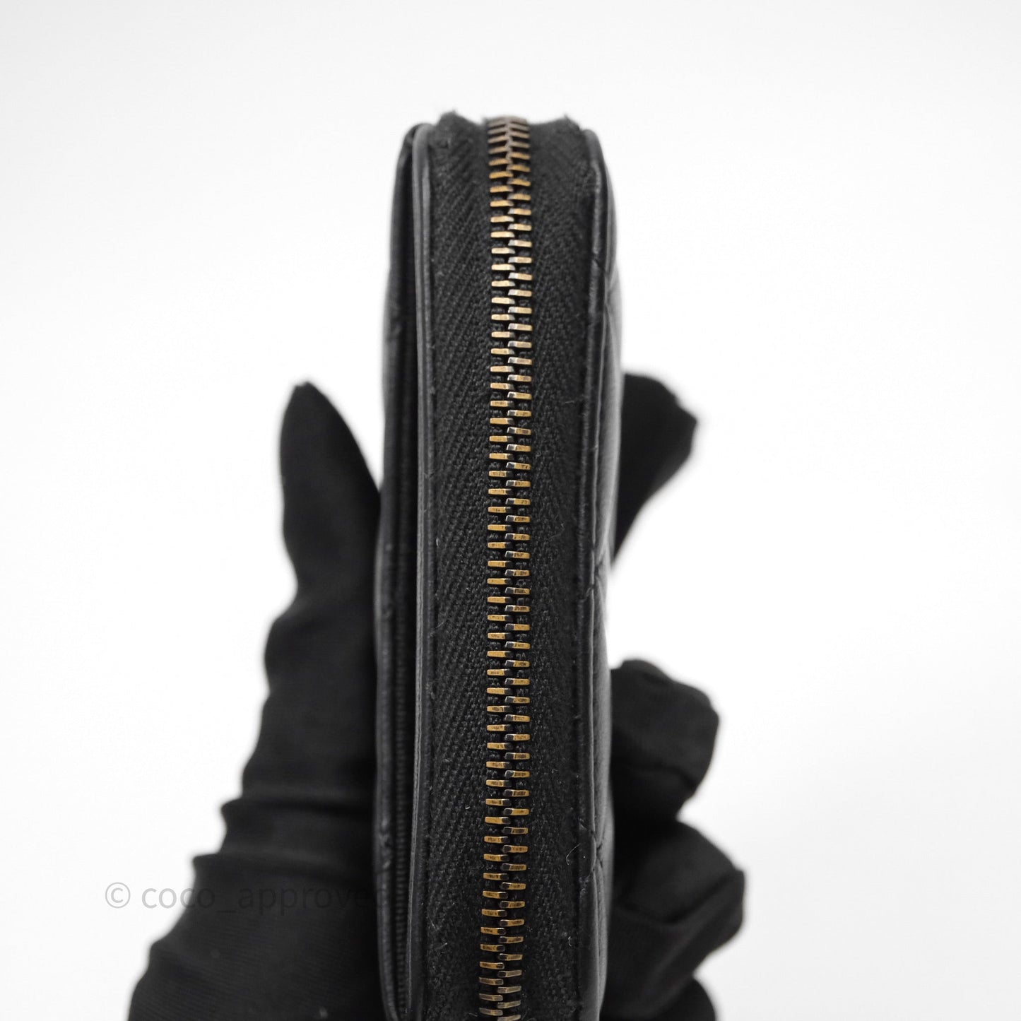 Chanel Quilted Zip Card Holder Lambskin So Black